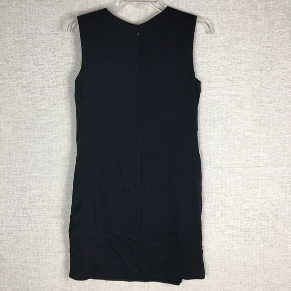 Vince Leather Panel Shift Dress Women's Size 0 Black Silk Sleeveless Short - Picture 8 of 11